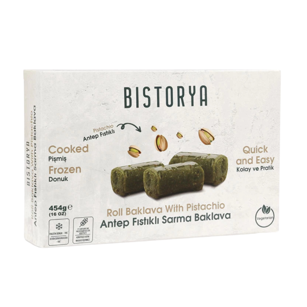 Roll Baklava w/Pistachio - Butter 454gr (Cooked Frozen)
