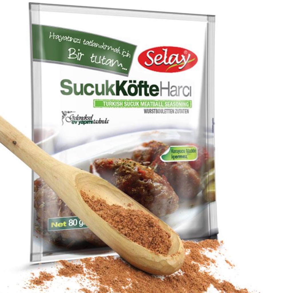 Selay Turkish Sucuk Meatball Seasoning (Sucuk Köfte Harcı/ ‎مواد كفتة سجق سيلاي), 80g